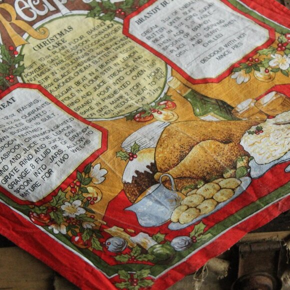 Vintage Holiday Towel, Vista Christmas Recipes Cotton Tea Towel, Made in Britain - Picture 10 of 15